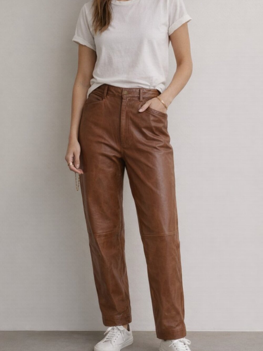 Women's Brown Authentic Leather Pants